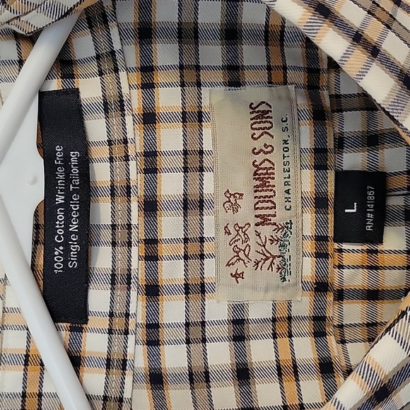 M. Dumas Button Down Dress Shirt (L) Blue/Gold - Picture 3 of 7